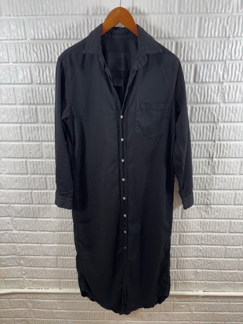 Frank & Eileen Rory Black Famous Denim Button Down Maxi Shirt Dress XXS - Picture 4 of 7